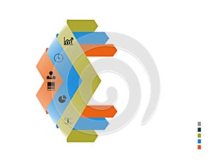Infographics two triangles deployed with icons