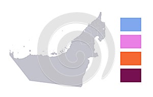 Infographics of United Arab Emirates map, individual regions blank