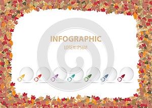 Infographics vector with autumn leaves decoration