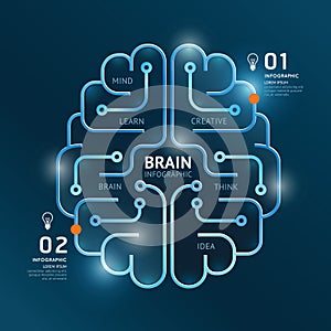 Infographics vector brain design diagram banner line style.