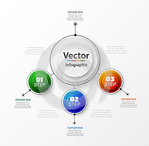 Infographics vector design template with 3 steps