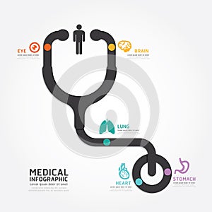 Infographics vector medical design stethoscope diagram line