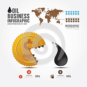 Infographics vector money and oil.Business eat little business