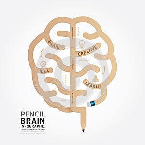 Infographics vector pencil brain design diagram line style.