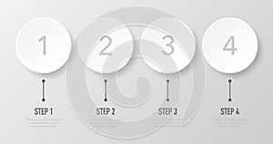 Infographics whith 1, 2, 3 and 4 steps on white background. Vector illustration.