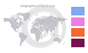 Infographics of world map, individual states blank