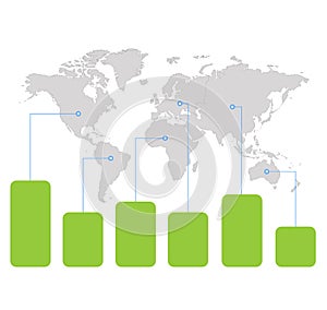 Infographics World maps of continents graph on white background blank