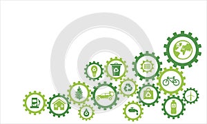 Infography sprocket ecological icons