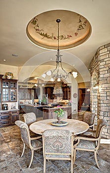 The informal dining room in a modern upscale residence