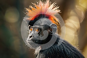 Informal punk rocker with a bright colored mohawk