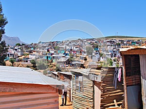 Informal settlement in South Africa with solar panels.