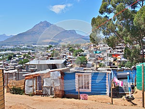 Informal settlement in South Africa with solar panels.