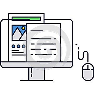 Informatics online school class icon flat vector