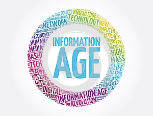 Information age circle word cloud collage, concept background photo