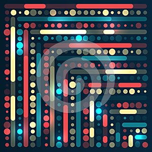 Information analytics concept. Sorting data. Vector technology background. Abstract stream information with lines and dots array
