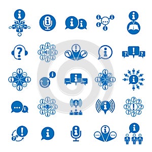 Information analyzing collecting and exchange theme icon set, an