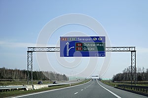 Information board on A2 highway