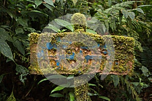 Information board in Bosque Nuboso National Park near Santa Elena in Costa Rica photo