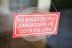 No Salespeople Cold Callers Or Canvassers Sing On Door photo