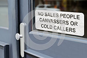 No Salespeople Cold Callers Or Canvassers Sing On Door photo