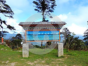 Information board at the Restaurant at Dochula Pass, Bhutan photo