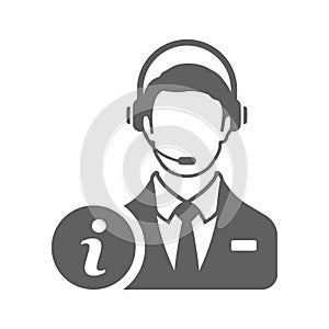 Information center, help desk icon. Gray vector graphics