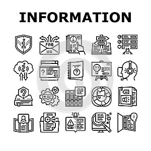 Information And Client Supporting Icons Set Vector