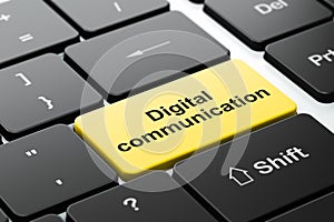 Information concept: Digital Communication on computer keyboard background