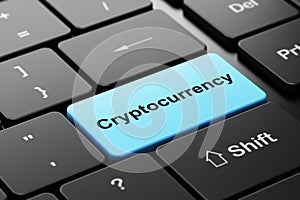Information concept: Cryptocurrency on computer keyboard background