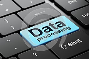 Information concept: Data Processing on computer keyboard background