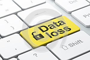 Information concept: Opened Padlock and Data Loss on computer ke