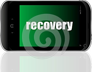 Information concept. text recovery . Detailed modern smartphone