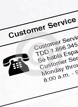 Information about contacting the Customer Service