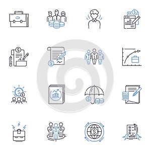 Information data line icons collection. Analysis, Analytics, Big Data, Blockchain, Databases, Digital, Encryption vector