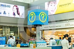 Information desk at Seoul-Incheon International Airport, the primary airport serving the Seoul Capital Area, and one of the