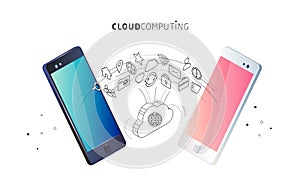 Information exchange between cloud and phones.