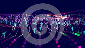 Information field, binary code, data encoding, data flow, digital security. Internet technology