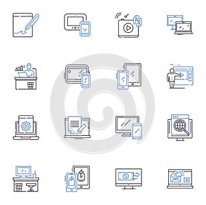 Information highway line icons collection. Digital, Connectivity, Technology, Internet, Communication, Web, Nerk vector