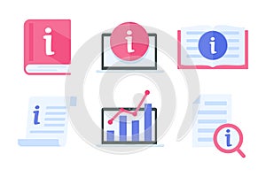 Information icon. data management reading guide Customer information assistance concept