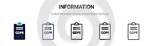 Information icon in filled, thin line, outline and stroke style. Vector illustration of two colored and black information vector
