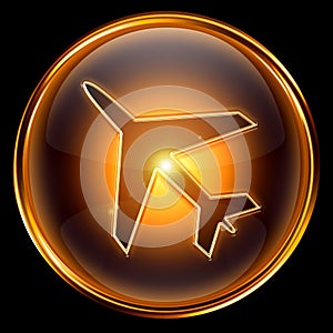 Information icon gold, isolated on black background