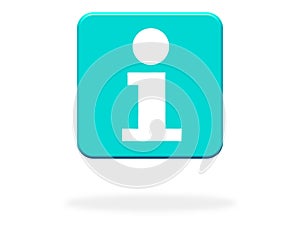 Information icon on light blue Button with shadow