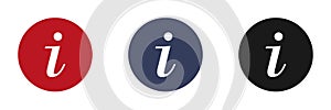 Information icons set. Black, blue and red information icon. Web design