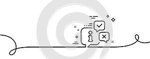 Information line icon. Info speech bubble sign. Continuous line with curl. Vector