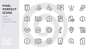 Information line icon set. Privacy policy, manual, rule, instruction, inform, guide, reference minimal vector