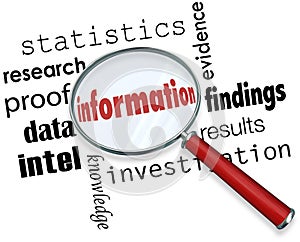 Information Magnifying Glass Searching Facts Data Research