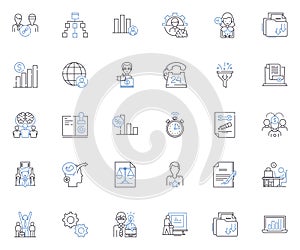 Information Management line icons collection. Data, Intelligence, Analytics, Governance, Security, Storage, Retrieval