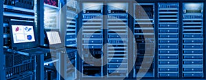 Information of network traffic and status of devices in data center room photo