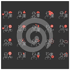 Information overload chalk icons set