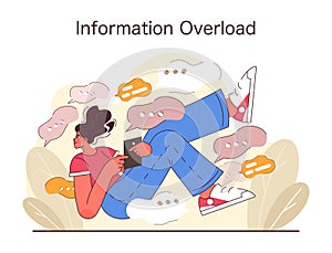 Information Overload concept. Flat vector illustration.